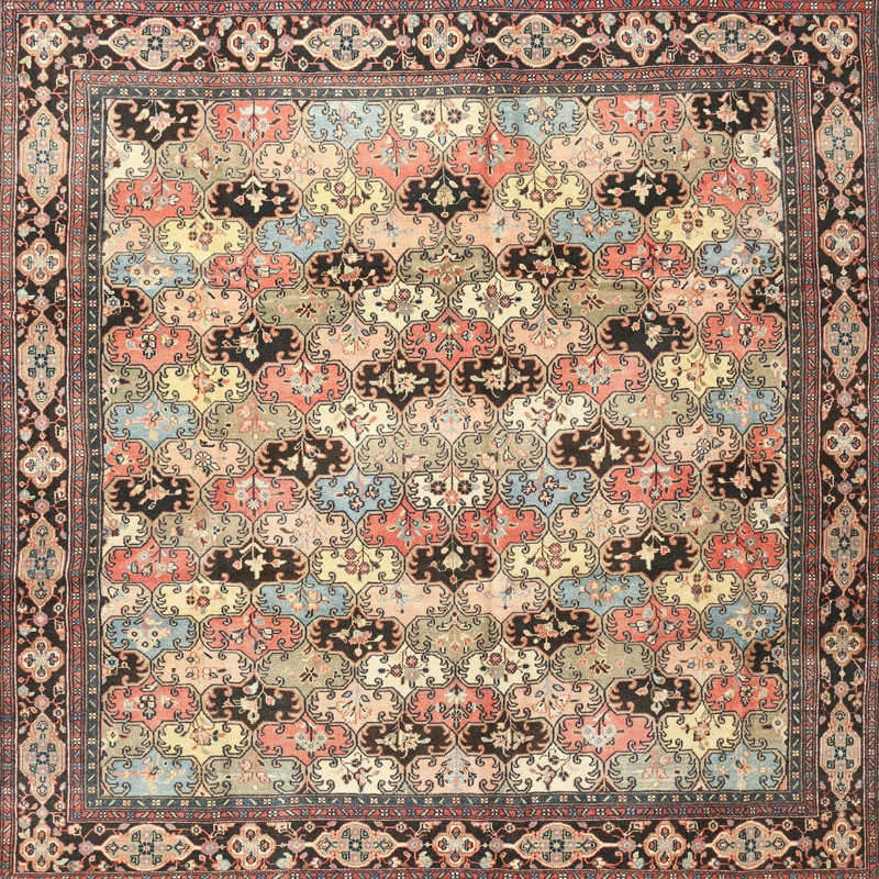 Tapis brun / bleu / rouge, Rectangle 5 pi x 7 pi