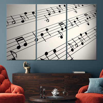 Elegant Printed Canvas Artwork - Modern Music Notes Wall Art,3P Wrapped Canvas