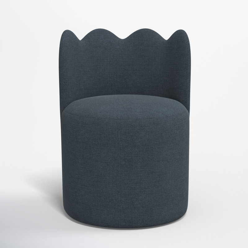 Wavy Back Dining Chair, Classic Navy Linen