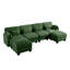 Canapés d'angle modulaires, modèle 4 places en chenille verte en forme de U, avec 2 poufs pour la maison