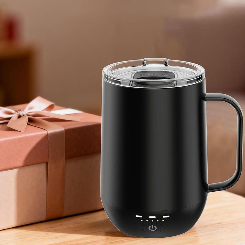 Tasse à café chauffée intelligente DIDADI, chauffe-eau à contact direct 16 oz. Chauffant jusqu'à 149 ° F, ensemble de chauffe-tasses avec arrêt automatique - noir
