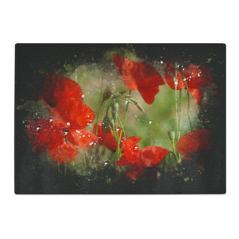 Field of Poppies Vol.7 Paint Splash Chopping Board, 0.4cm H x 20cm W x 28.5cm L