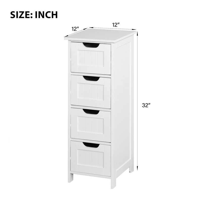 White Freestanding Bathroom Cabinet With Spacious Drawers