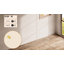 Meuble-lavabo Almanza de 30 po (76 cm) sur pied, avec lavabo en céramique en forme d'arc, pieds en bois massif, portes à fermeture amortie et rangement intérieur ajustable, montage facile, chêne naturel-184066725