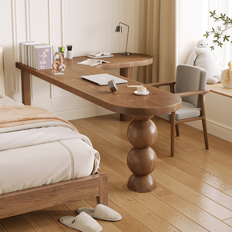 Bureau brun en bois massif en forme de L, Retour à droite, H 29,53 po x l 70,87 po x P 47,24 po