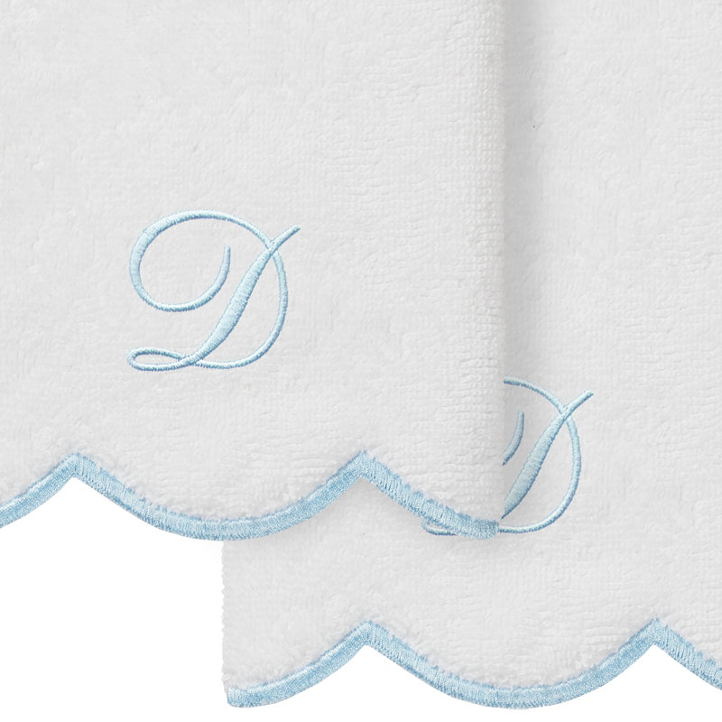 Ensemble de serviettes Linum Home Textiles 100% coton turc ADORNIA, D, Blanc / Bleu, Ensemble de 2 serviettes à doigts