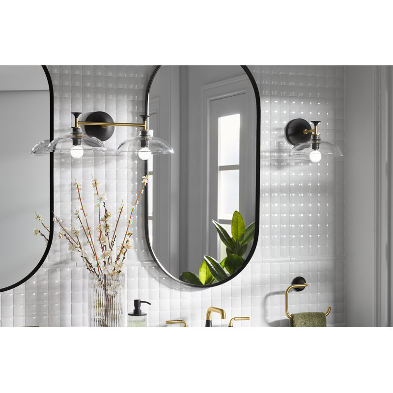 Tone 2 Light Indoor Bathroom Vanity Light Fixture, UL Listed, Polished Chrome/Matte Black