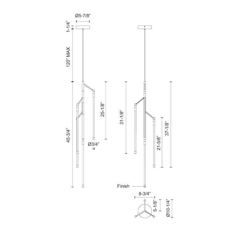 Motif 4 - Light LED Pendant, 45.75" H x 8.75" W x 10.25" D