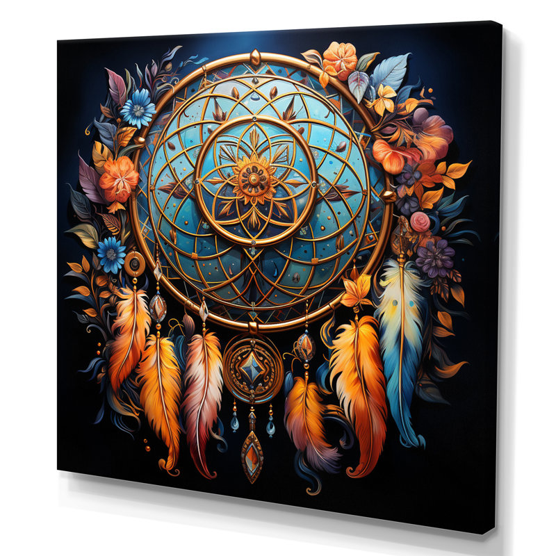 Capteur de rêves Leenah - Visions complexes, Toile tendue, H 16 po x l 16 po x P 1 po