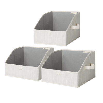 Trapezoid Closet Storage Bins, Foldable Fabric Organizer Baskets with Handles