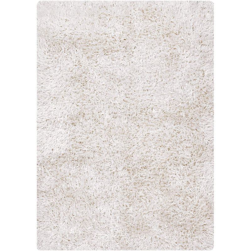 Hand Loomed Modern Area Rug in White, Rectangle 7'9" x 10'6"