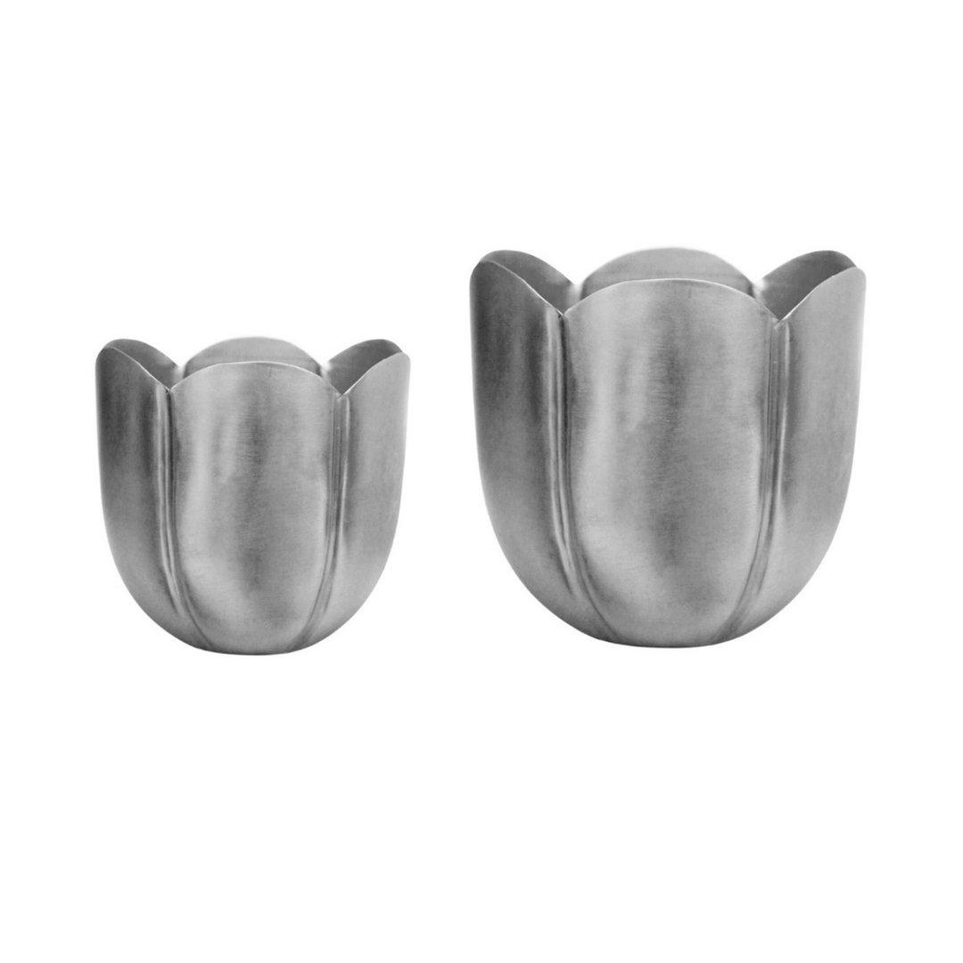 Eva Metal Tulip Gold Planter Set of 2