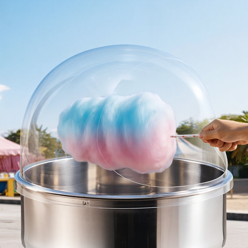 Couvercle de machine à barbe à papa, protection antibulles compatible avec les bols de 52 cm (20,5 pouces) pour machines à barbe à papa, idéal pour les fêtes et les commerces. Dôme transparent en acrylique avec rainure inférieure.