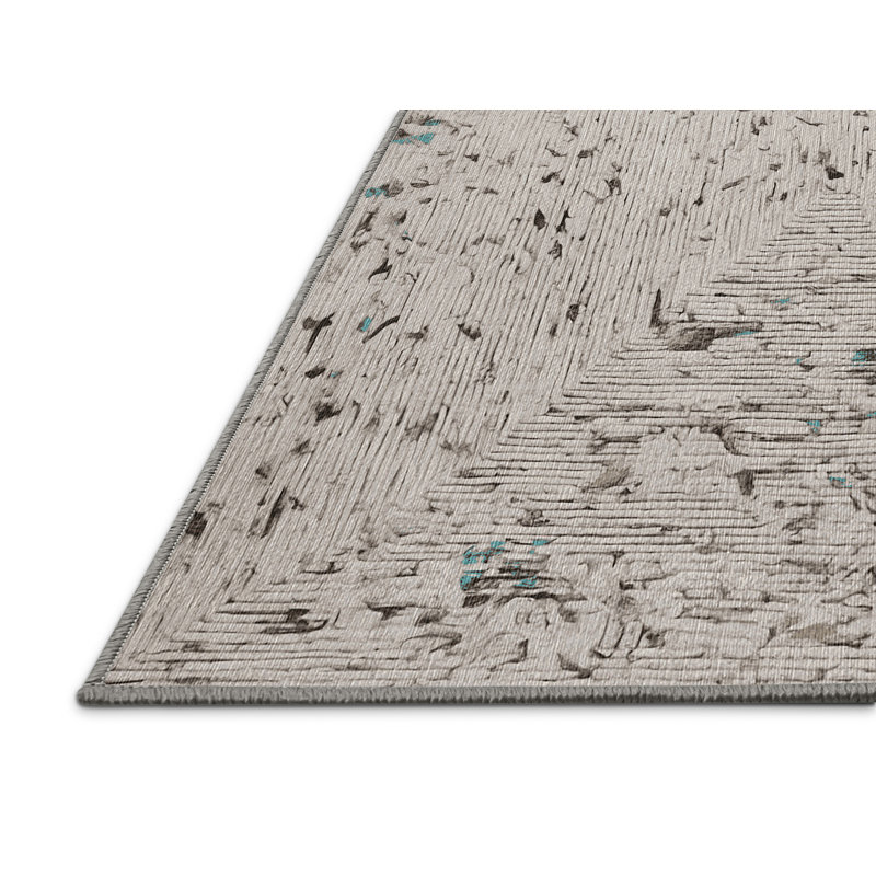 Machine Washable Gray Area Rug, Square 6'