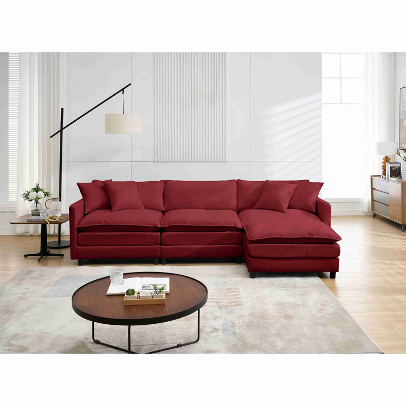 Canapé en chenille de 108 po en forme de L à structure modulaire, avec un design polyvalent qui s'adapte à tout espace intérieur, offrant un confort sans limite et un style contemporain.