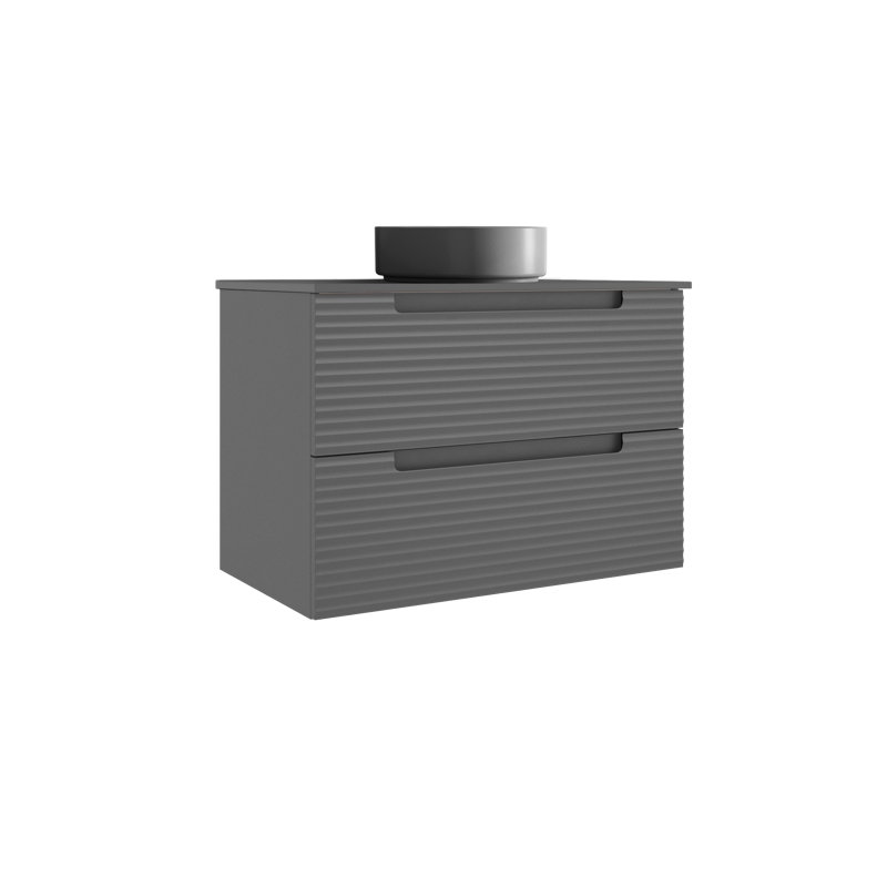 Meuble-lavabo mural simple 32 po avec plateau en résine Moncler, Gris, gris