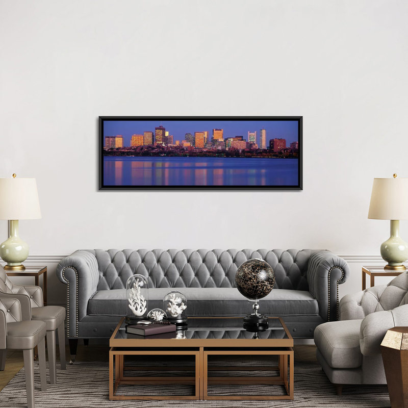 «Downtown Skyline», Boston, Suffolk County, Massachusetts, États-Unis par Panoramic Images - Print, Toile avec cadre noir