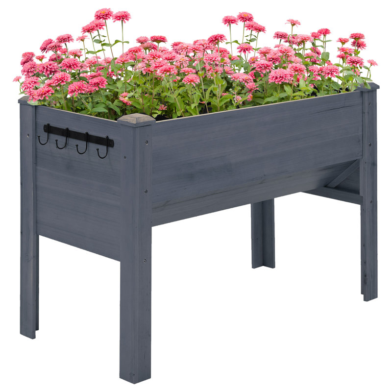 Germana Wood Raised Garden Bed, Gray