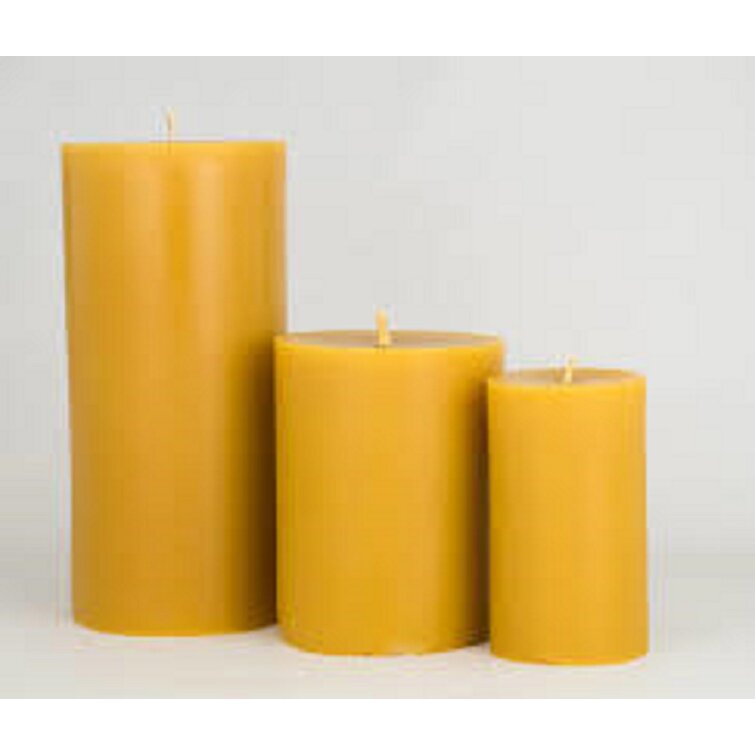 Set of 3 100% pure beeswax pillar candle gift set, contemporary set of 3  large beeswax candles Pure beeswax, extra large beeswax candles