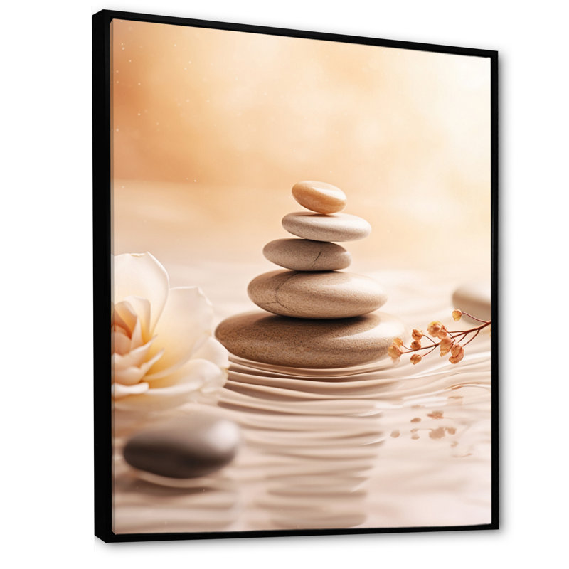 Spa Serenity Zen Stones délicat équilibre Cairn - pierre spirituelle grand art mural, H 44 po x l 34 po x P 1,5 po