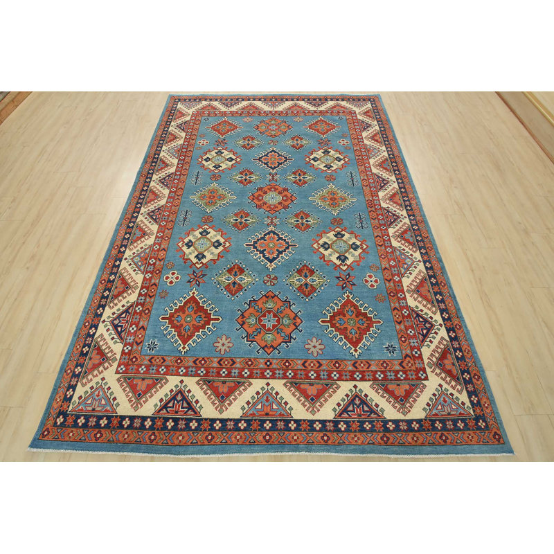 Tapis bleu nouvel âge en laine 6 pi 8 po x 9 pi 8 po Morrise