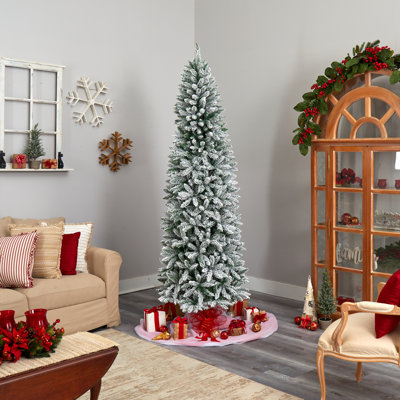 Sapin de Noël artificiel élancé avec lumières DEL
