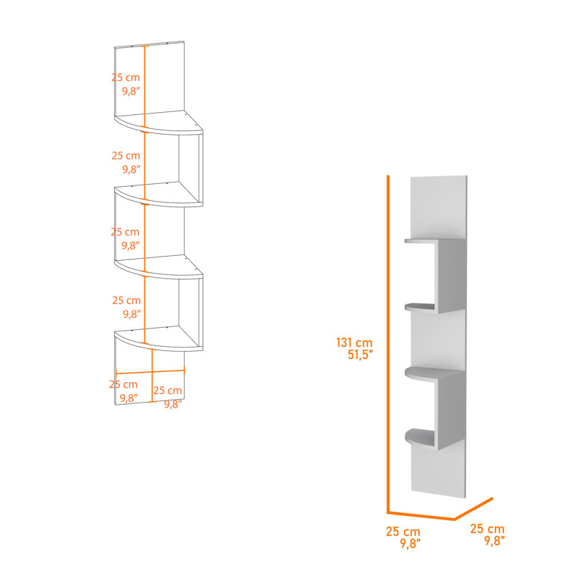 4-Shelf White Floating Shelf, Ideal For Displaying Treasures Shelf With 4 Shelves Jewelry, White