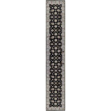 Hand-Knotted High-Quality Black and Cream Runner