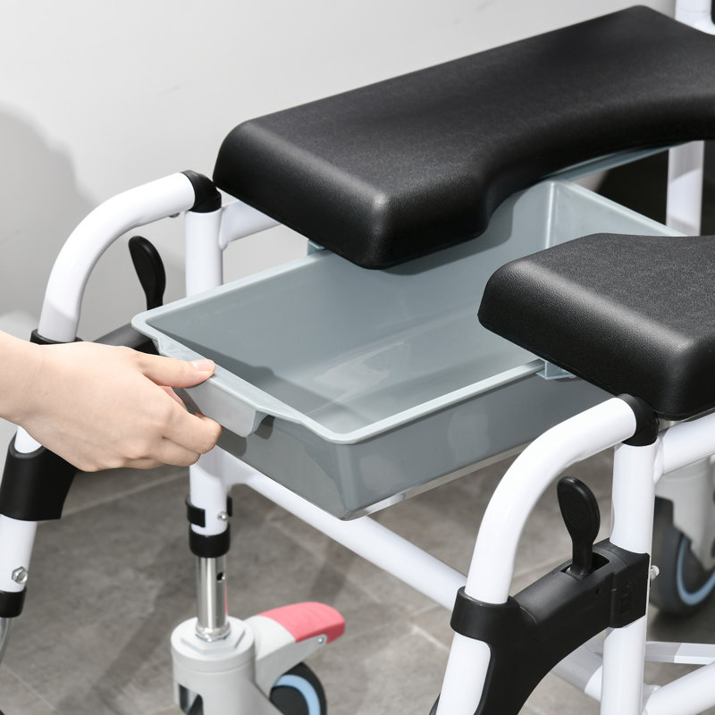 Accessibilité Fauteuil roulant de douche à roulettes - 4 roulettes, seau rectangulaire amovible, conception imperméable, siège d'une largeur de 17 po