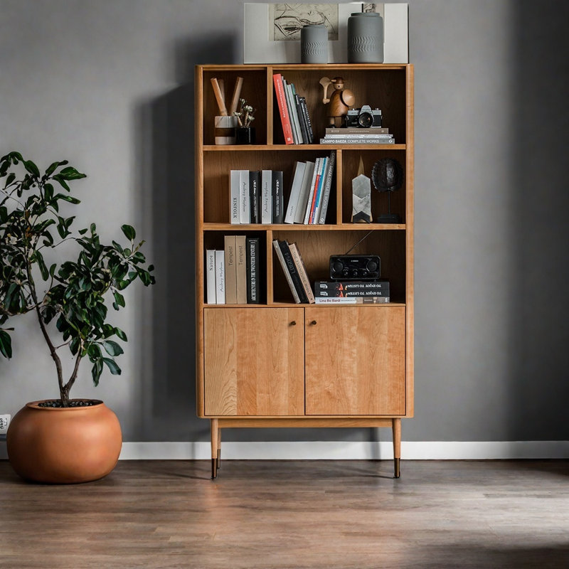 Bibliothèque moderne et simple en bois massif, Brown