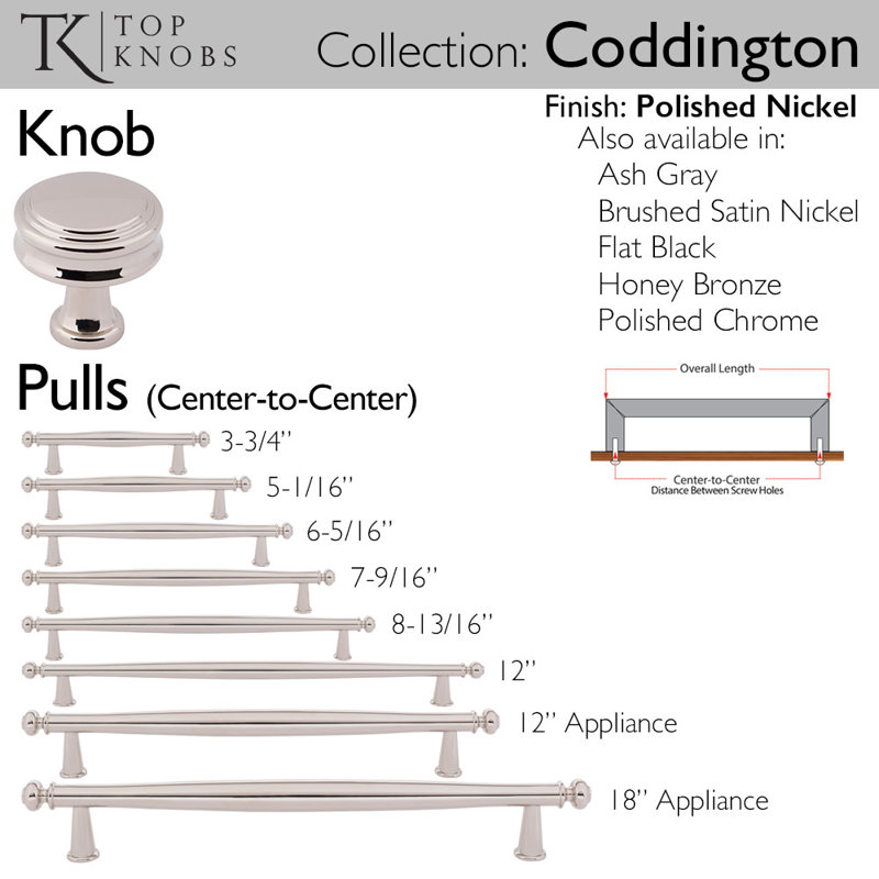 Coddington Bar Pull, Polished Nickel, 6 5/16" Center To Center