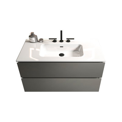 Armoire de salle de bain moderne - Bassin en céramique 20% plus grand avec tiroirs silencieux 36 "tiroir de meuble-lavabo