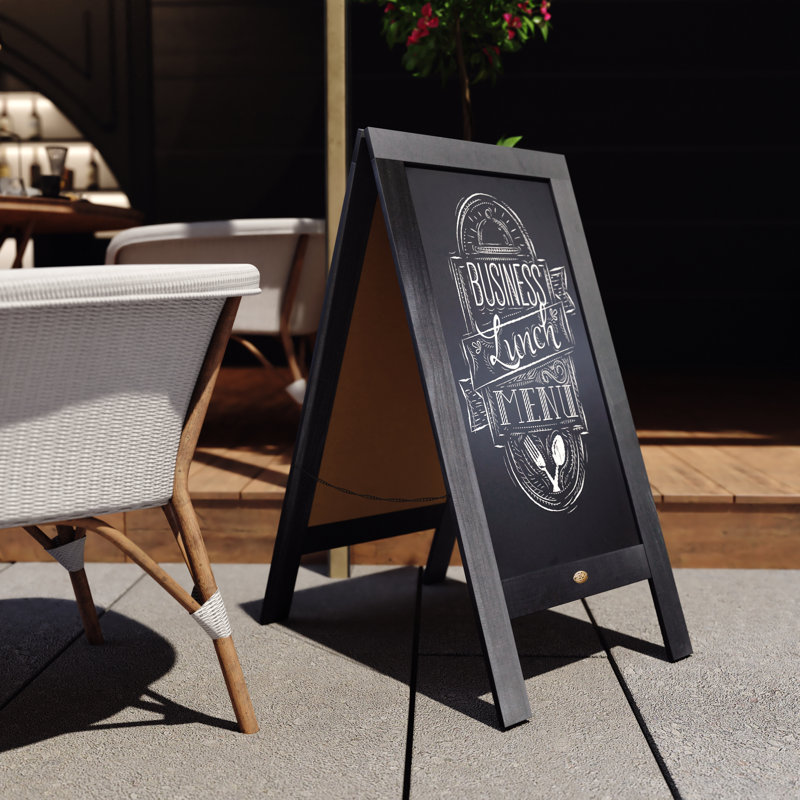 Canterbury 40" Black Pine A-Frame Magnetic Chalkboard Sign