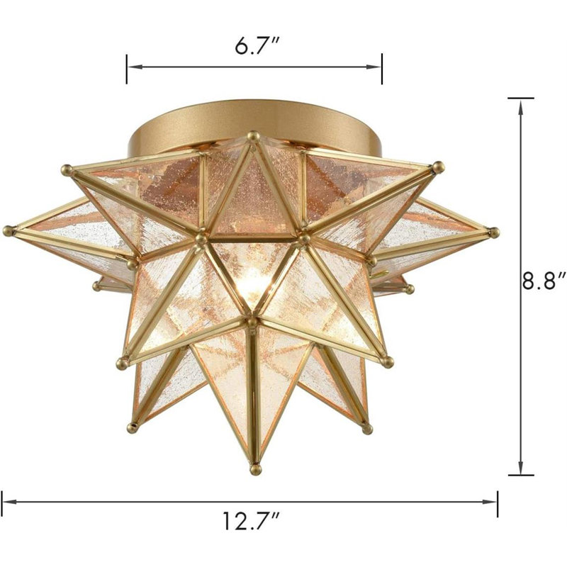 Modern  Moroccan Star Shaped Chandelier, Gold