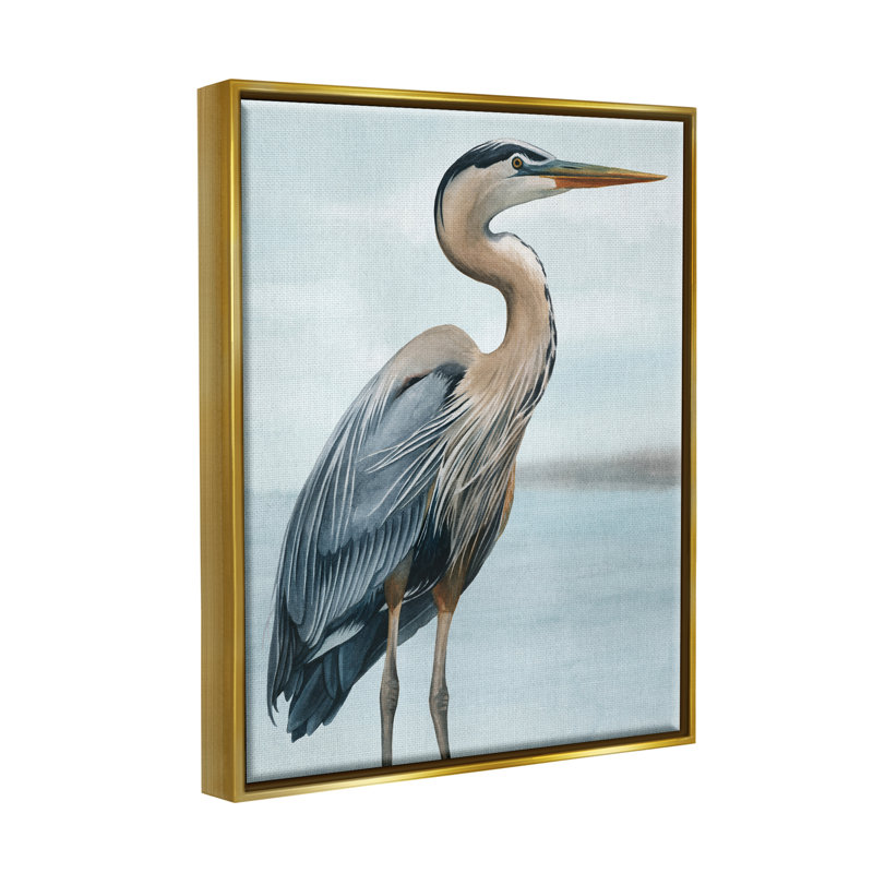 «Stupell Industries Coastal Heron Portrait» par Grace Popp, H 31 po x l 25 po x P 1,7 po, Cadre flottant doré
