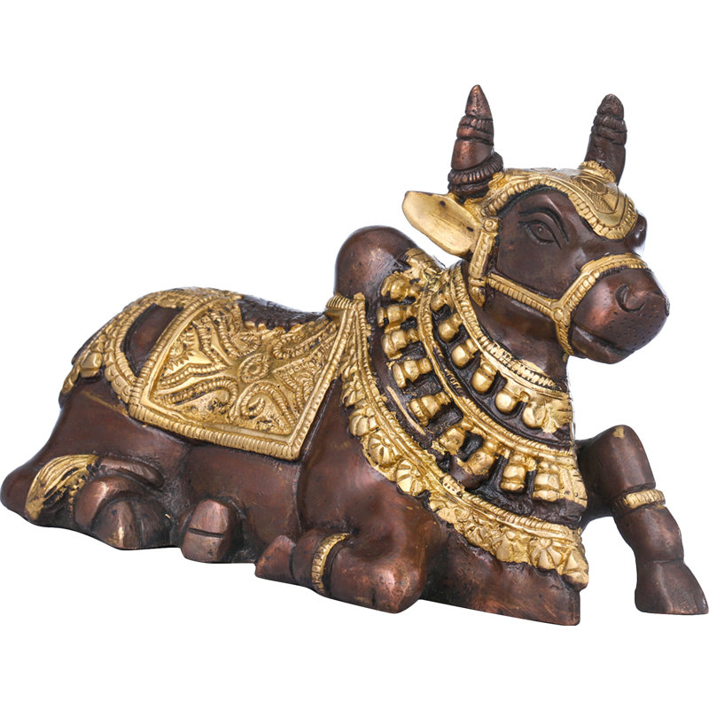 Figurine Nandi - Le véhicule du dieu Shiva, Brun / or