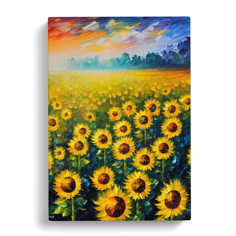 Maratea Sunflower Field Painted - Wrapped Canvas, 60cm H x 40cm W