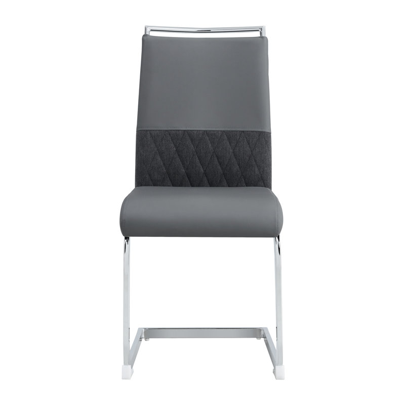 Chemash 48cm H Upholstered Metal Upholstered Back Cantilever Chair, Grey