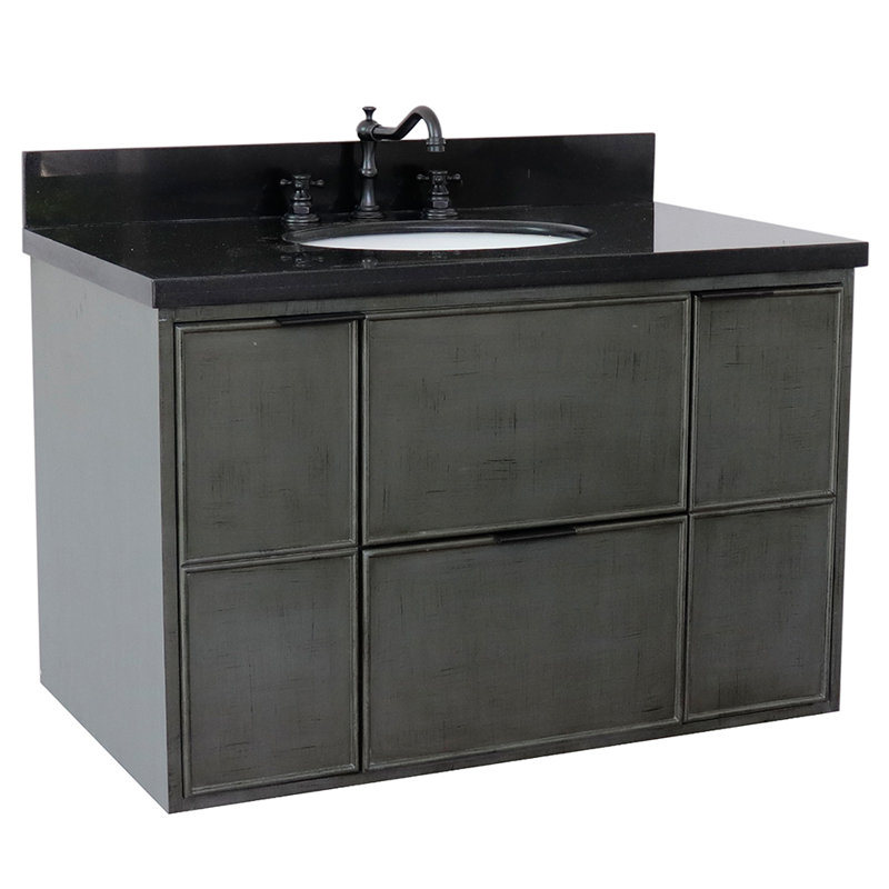 37'' Single Bathroom Vanity with Top, Black Galaxy