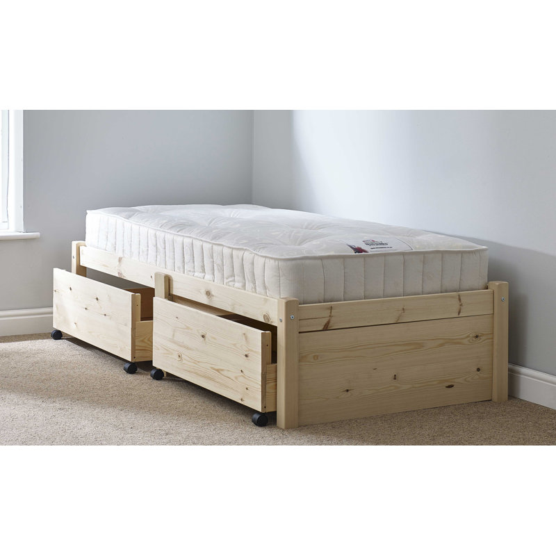 Abrienda Heavy Duty Solid Pine Storage Bed, Single (3')