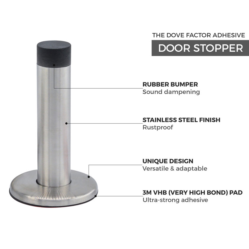Long Adhesive Mounted Stainless Steel Fixed Door Stop