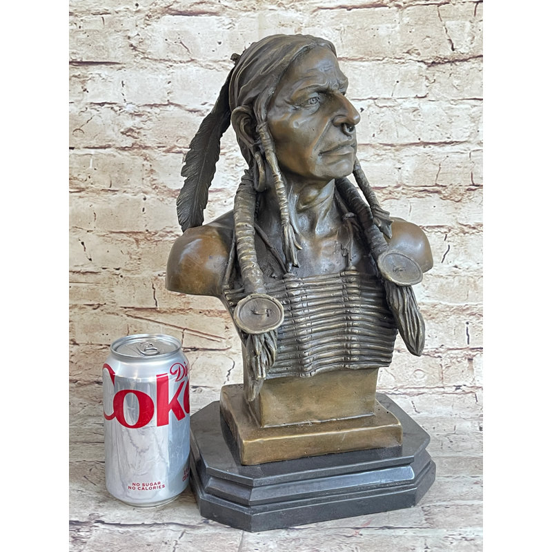 Sculpture en bronze du chef Native American Warrior