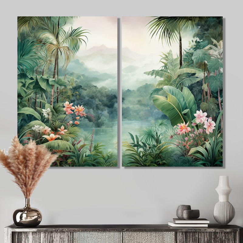 Art tropical, jungle tropicale, Toile tendue, Ne s’applique pas, H 36 po x l 48 po