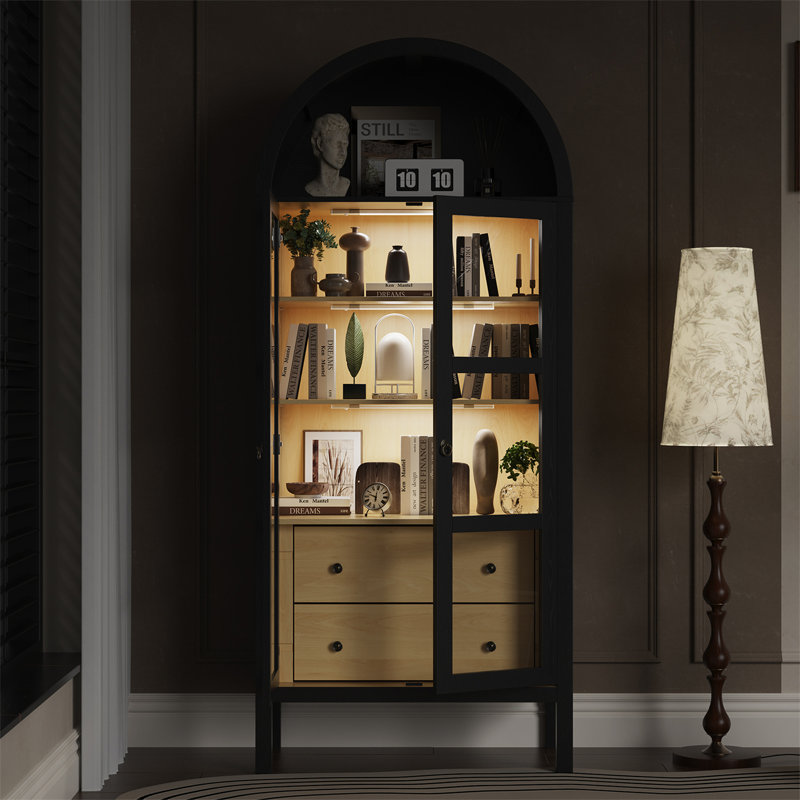 Armoire arquée moderne avec portes en verre, Noir