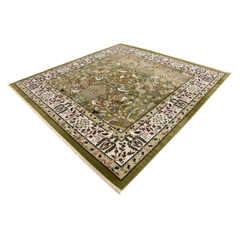 Tapis traditionnel Kelayeh couleur lierre, Carré 10 pi