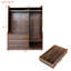 Commode brune, garde-robe ouverte avec rangement