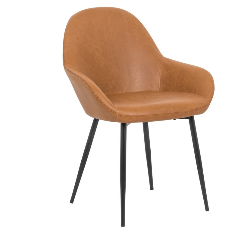 Chaise avec accoudoirs rembourrée Harrelson, Brun clair
