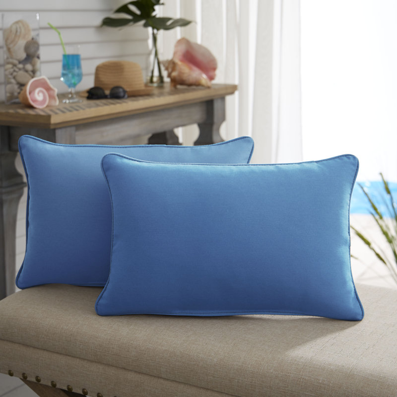 Selene Indoor/Outdoor Lumbar Pillow, Light Blue, 14" x 24"