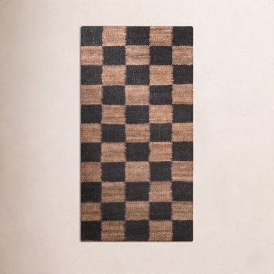 Madalene Tobacco Charcoal Checkered Jute Rug