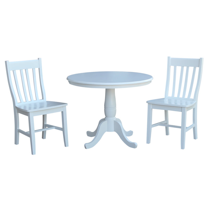 Ensemble de salle à manger 3 pièces Dalayssa, H 29,1 po x L 36 po x l 36 po, Blanc